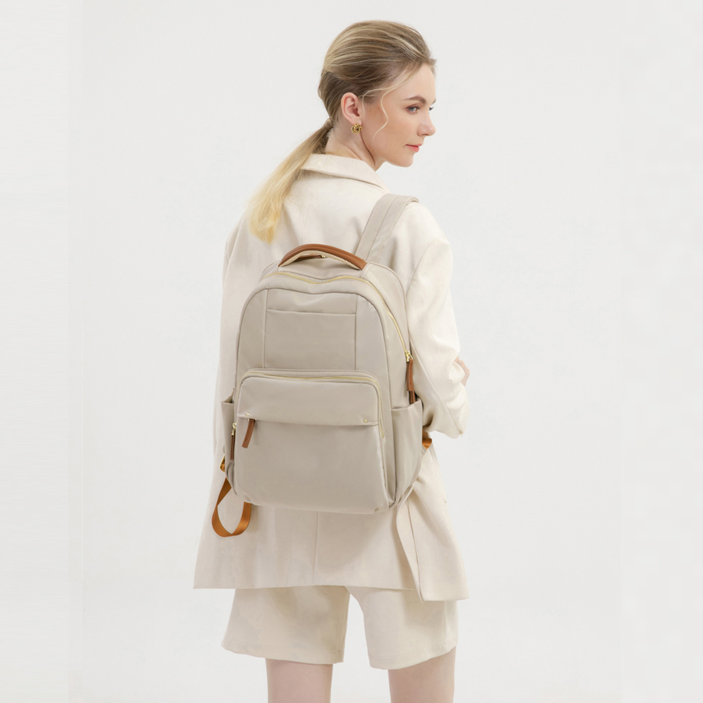 MOCHILA GENOVA CON PORTALAPTOP HASTA 15' BEIGE - 1