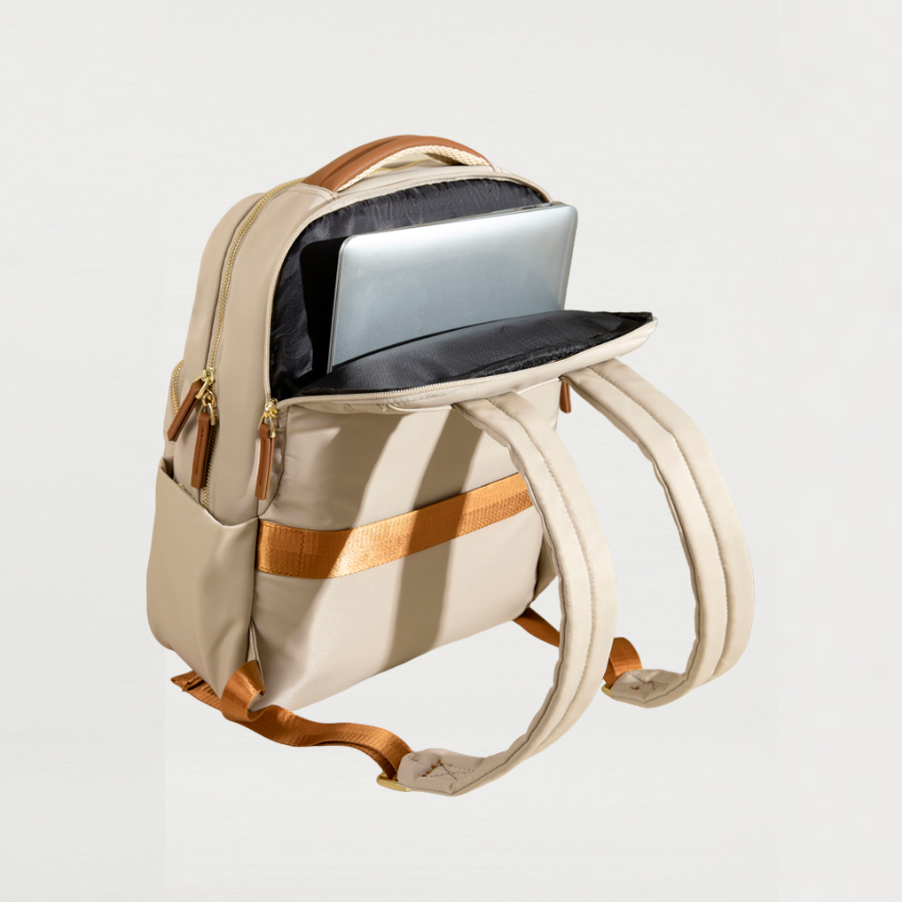 MOCHILA GENOVA CON PORTALAPTOP HASTA 15' BEIGE - 4
