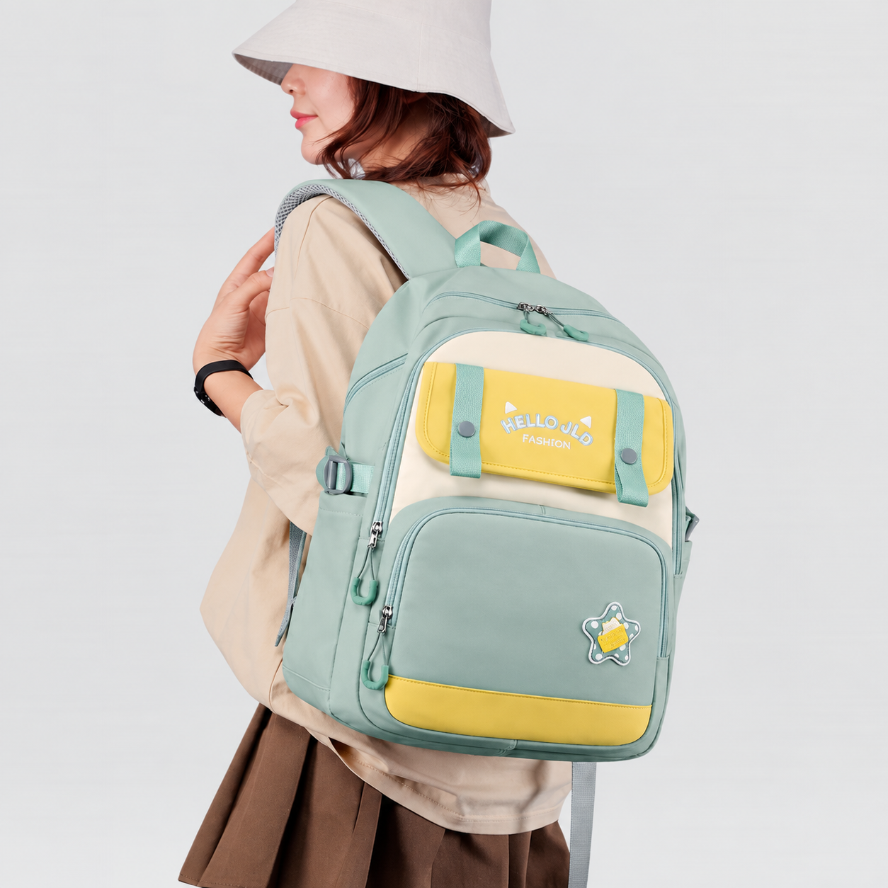 MOCHILA HANNA PARA COLEGIO - VERDE - 4
