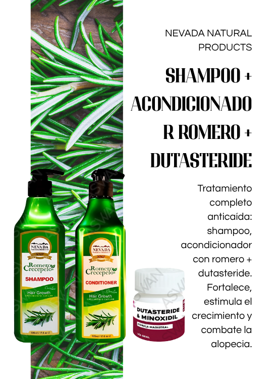 PACK SHAMPOO + ACONDICIONADOR ROMERO CRECEPELO 520ML + DUTASTERIDE - 5