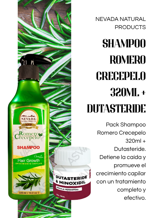 PACK SHAMPOO ROMERO CRECEPELO 320ML + DUTASTERIDE - 4