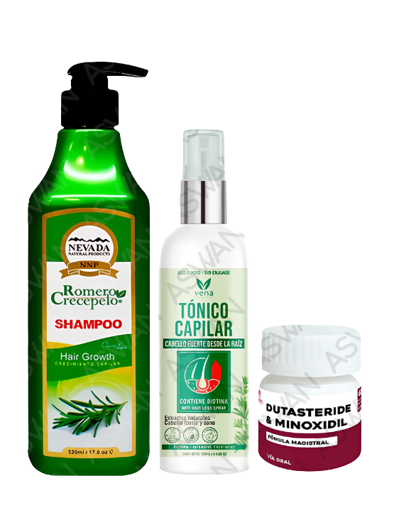 PACK SHAMPOO ROMERO CRECEPELO 520ML + TÓNICO CAPILAR ROMERO 120ML + DUTASTERIDE - 1
