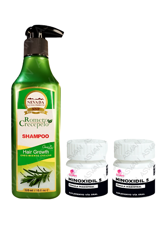 PACK SHAMPOO DE ROMERO 320ML + 2 MINOXIDIL 5MG 60 CÁPSULAS - 1