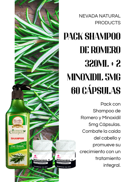 PACK SHAMPOO DE ROMERO 320ML + 2 MINOXIDIL 5MG 60 CÁPSULAS - 4