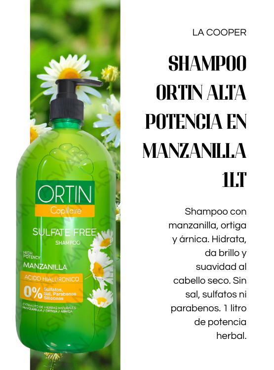 SHAMPOO ORTIN ALTA POTENCIA EN MANZANILLA 1LT -  LA COOPER - 2