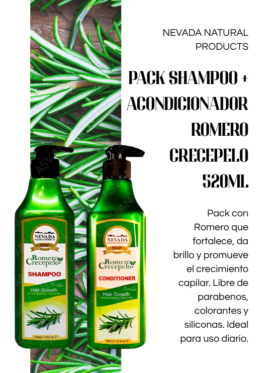 PACK SHAMPOO + ACONDICIONADOR ROMERO CRECEPELO 520ML - 4