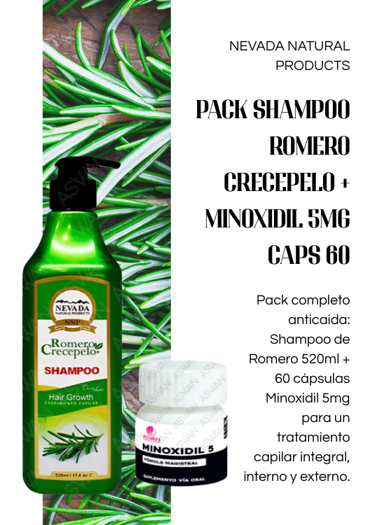 PACK SHAMPOO ROMERO CRECEPELO 520ML + MINOXIDIL 5MG CAPS 60 - 4