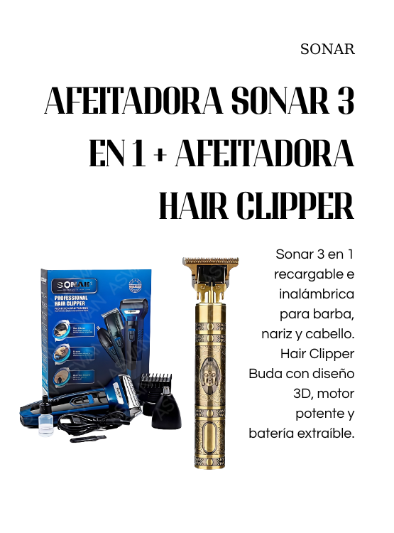 AFEITADORA SONAR 3 EN 1 + AFEITADORA HAIR CLIPPER - 2