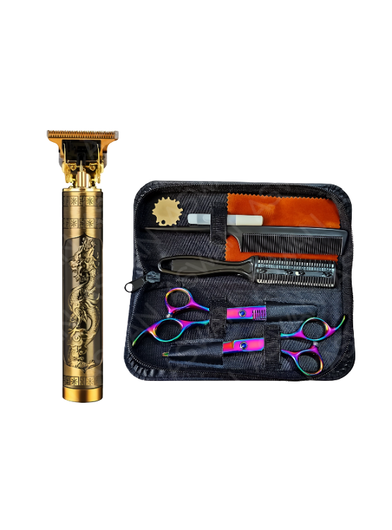 KIT DE TIJERAS PARA EL CABELLO + AFEITADORA HAIR CLIPPER - 1