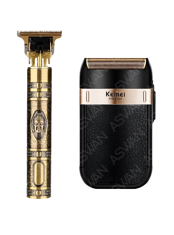 AFEITADORA HAIR CLIPPER + RAZURADORA NEGRA KEMEI - 1