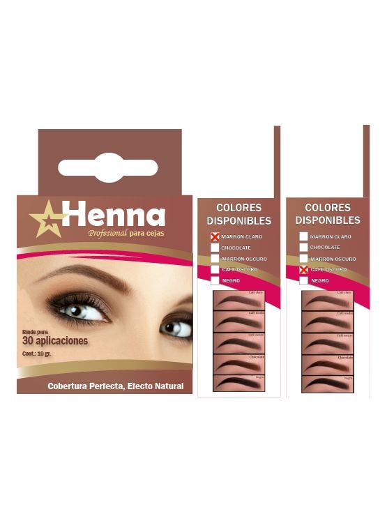 KIT DE 2 CEJAS MARRON CLARO + CEJAS CAFÉ OSCURO  - HENNA - 1