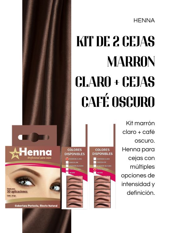 KIT DE 2 CEJAS MARRON CLARO + CEJAS CAFÉ OSCURO  - HENNA - 2