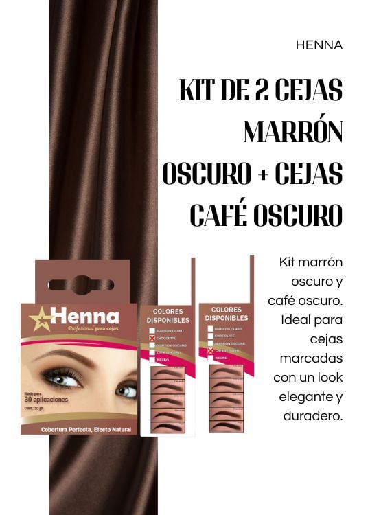 KIT DE 2 CEJAS MARRÓN OSCURO + CEJAS CAFÉ OSCURO - HENNA - 2