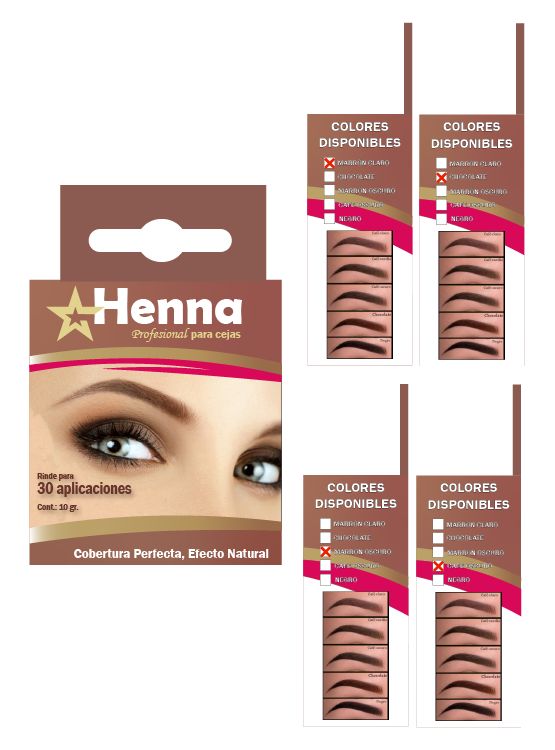 KIT DE 4 CEJAS MARRON CLARO + CEJAS CHOCOLATE + CEJAS MARRÓN OSCURO + CEJAS CAFÉ OSCURO - HENNA - 1