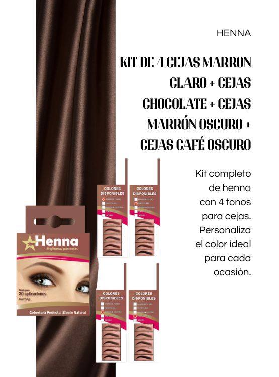 KIT DE 4 CEJAS MARRON CLARO + CEJAS CHOCOLATE + CEJAS MARRÓN OSCURO + CEJAS CAFÉ OSCURO - HENNA - 2