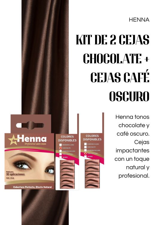 KIT DE 2 CEJAS CHOCOLATE + CEJAS CAFÉ OSCURO - HENNA - 2