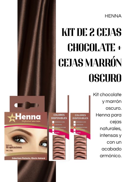 KIT DE 2 CEJAS CHOCOLATE + CEJAS MARRÓN OSCURO - HENNA - 2