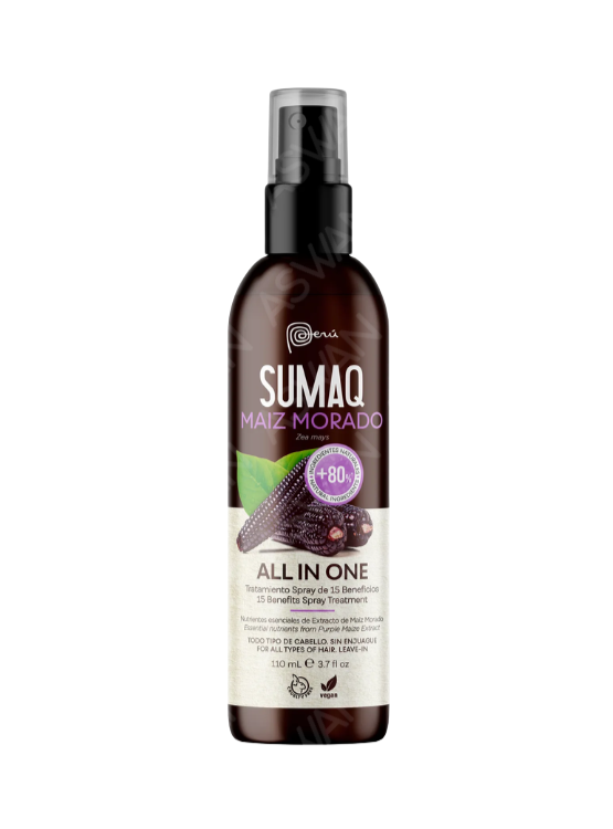 KIT DE SACHA INCHI - SHAMPOO + ACONDICIONADOR + MASCARILLA + ACEITE + BIFASICO + MAIZ MORADO - SUMAQ - 5