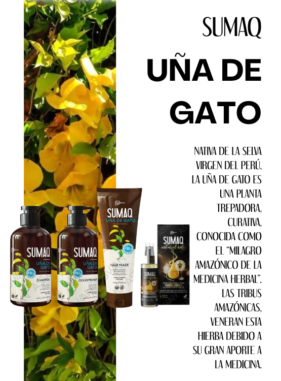 KIT DE UÑA DE GATO - SHAMPOO + ACONDICIONADOR + MASCARILLA + ACEITE - SUMAQ - 6
