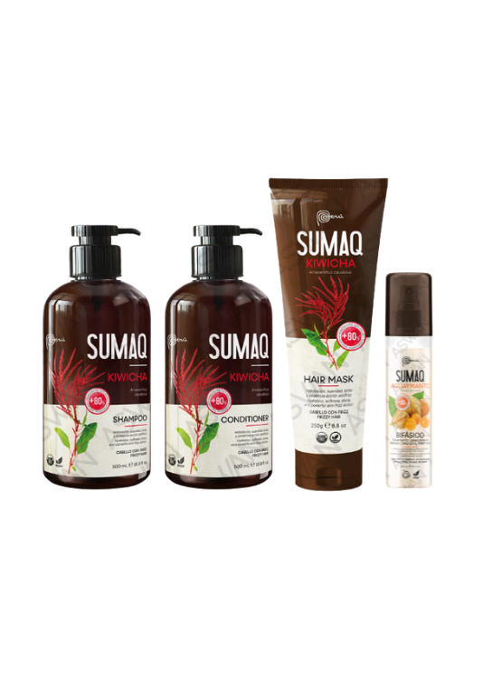 KIT DE KIWICHA - SHAMPOO + ACONDICIONADOR + MASCARILLA + BIFASICO - SUMAQ - 1