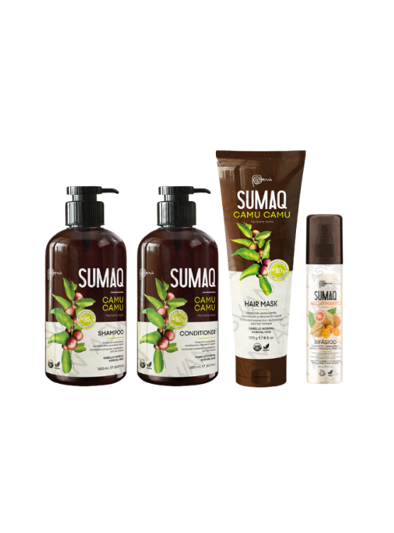 KIT DE CAMU CAMU - SHAMPOO + ACONDICIONADOR + MASCARILLA + BIFASICO - SUMAQ - 1