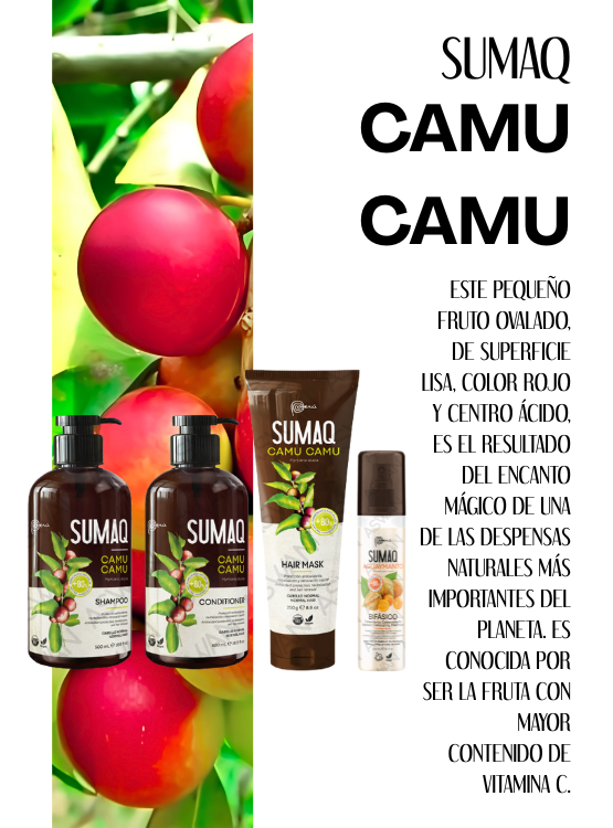 KIT DE CAMU CAMU - SHAMPOO + ACONDICIONADOR + MASCARILLA + BIFASICO - SUMAQ - 6