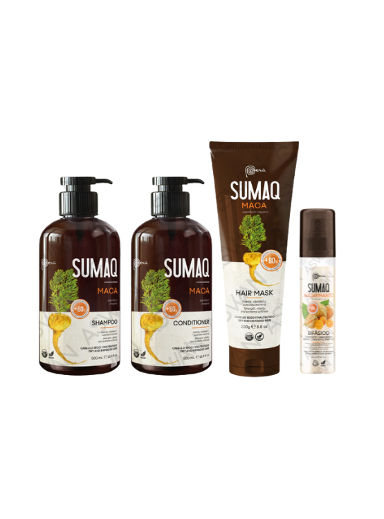 KIT DE ANCESTRAL MACA - SHAMPOO + ACONDICIONADOR + MASCARILLA + BIFASICO - SUMAQ - 1