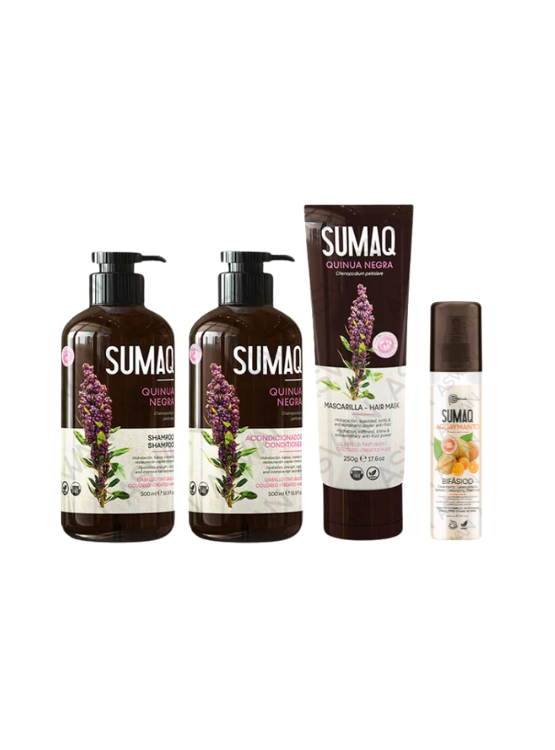 KIT DE QUINUA NEGRA - SHAMPOO + ACONDICIONADOR + MASCARILLA + BIFASICO - SUMAQ - 1