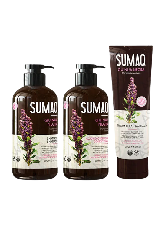 KIT DE QUINUA NEGRA - SHAMPOO + ACONDICIONADOR + MASCARILLA- SUMAQ - 1