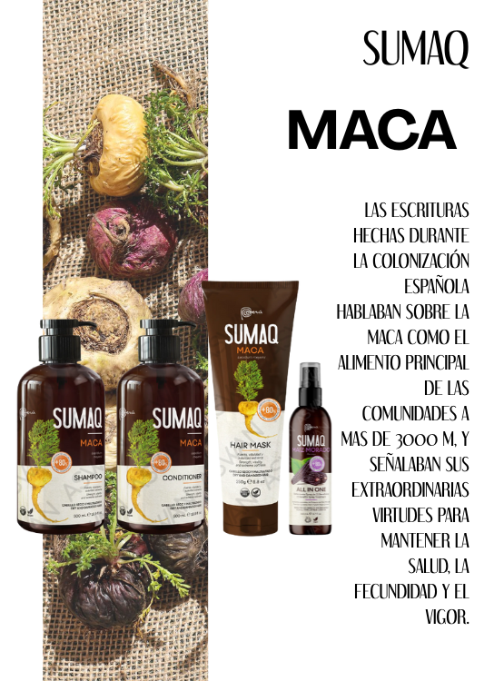 KIT DE ANCESTRAL MACA - SHAMPOO + ACONDICIONADOR + MASCARILLA + MAIZ MORADO - SUMAQ - 6