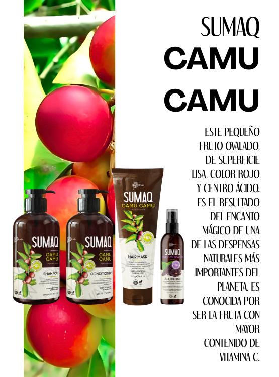 KIT DE CAMU CAMU - SHAMPOO + ACONDICIONADOR + MASCARILLA + MAIZ MORADO - SUMAQ - 6