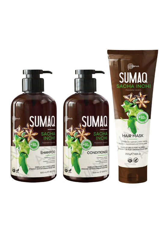 KIT DE SACHA INCHI - SHAMPOO + ACONDICIONADOR + MASCARILLA- SUMAQ - 1