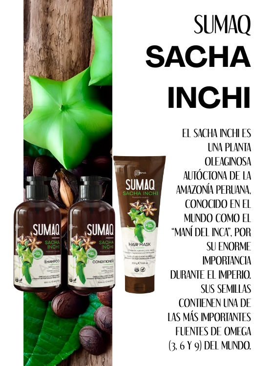 KIT DE SACHA INCHI - SHAMPOO + ACONDICIONADOR + MASCARILLA- SUMAQ - 5