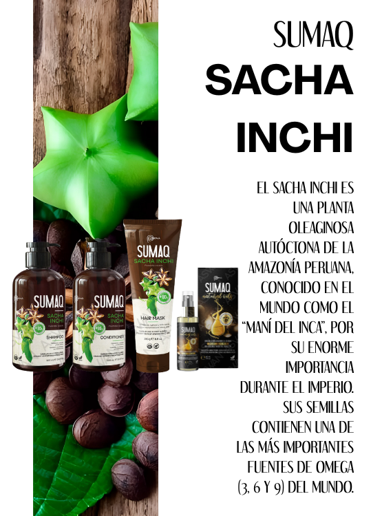 KIT DE SACHA INCHI - SHAMPOO + ACONDICIONADOR + MASCARILLA + ACEITE - SUMAQ - 6