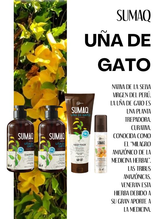 KIT DE UÑA DE GATO - SHAMPOO + ACONDICIONADOR + MASCARILLA + BIFASICO - SUMAQ - 6