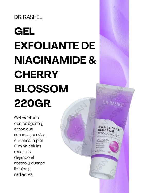 GEL EXFOLIANTE DE NIACINAMIDE Y CHERRY BLOSSOM 220GR - DR RASHEL - 2
