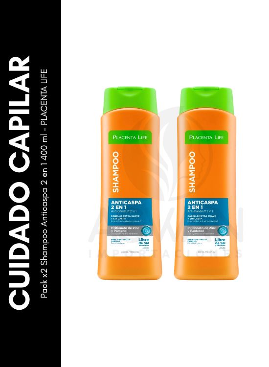 PACK X2 SHAMPOO ANTICASPA 2 EN 1 400 ML - PLACENTA LIFE - 1