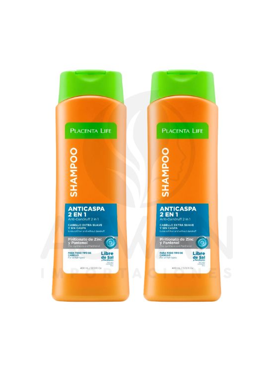 PACK X2 SHAMPOO ANTICASPA 2 EN 1 400 ML - PLACENTA LIFE - 2