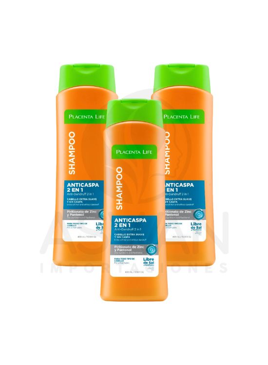 PACK X3 SHAMPOO ANTICASPA 2 EN 1 400 ML - PLACENTA LIFE - 2