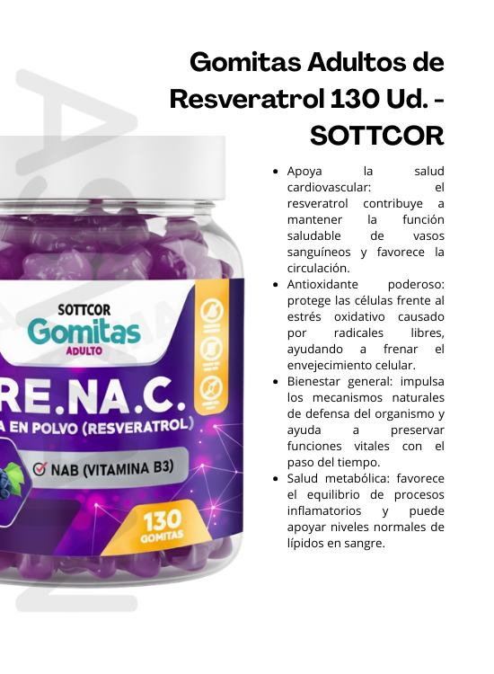 GOMITAS ADULTOS DE RESVERATROL 130 UD. - SOTTCOR - 2