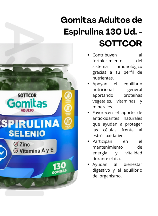 GOMITAS ADULTOS DE ESPIRULINA 130 UD. - SOTTCOR - 2