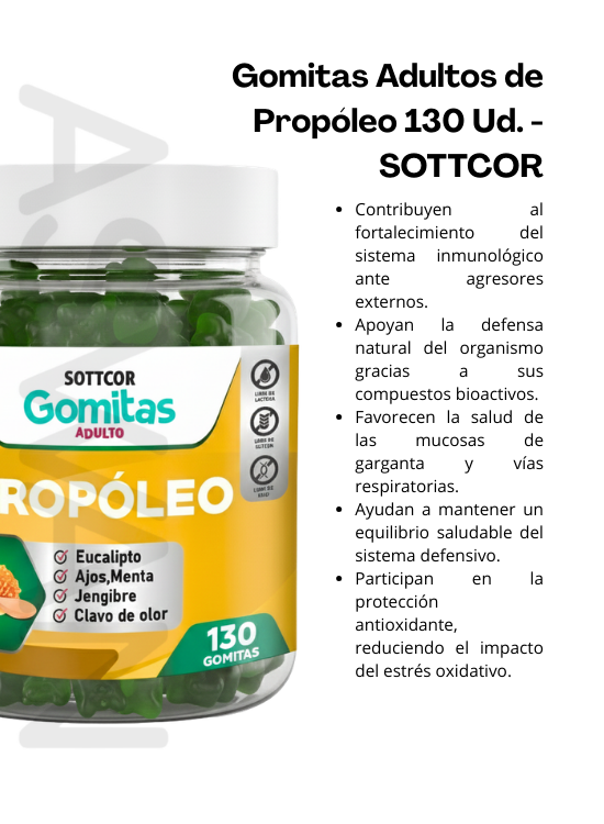 GOMITAS ADULTOS DE PROPÓLEO 130 UD. - SOTTCOR - 2