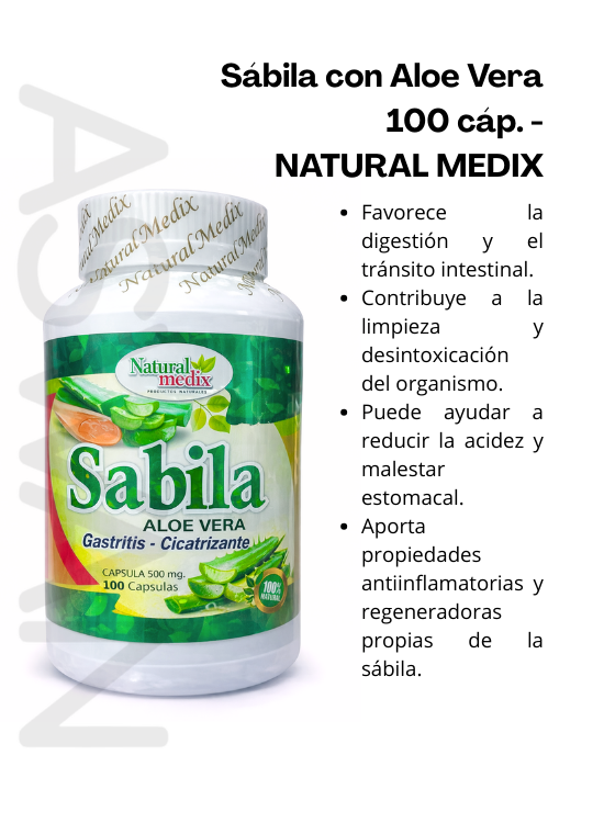 SÁBILA CON ALOE VERA 100 CÁP. - NATURAL MEDIX - 2