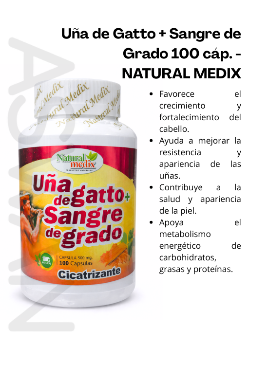 UÑA DE GATO + SANGRE DE GRADO 100 CÁP. - NATURAL MEDIX - 2