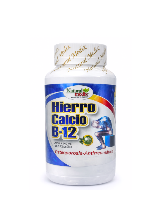 HIERRO CON CALCIO Y B-12 100 CÁP. - NATURAL MEDIX - 1
