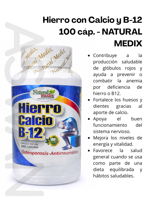 HIERRO CON CALCIO Y B-12 100 CÁP. - NATURAL MEDIX - 2