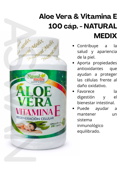 ALOE VERA Y VITAMINA E 100 CÁP. - NATURAL MEDIX - 2