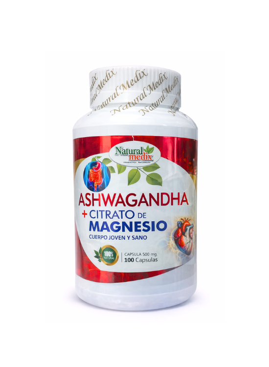 ASHWAGANDH Y CITRATO DE MAGNESIO 100 CÁP. - NATURAL MEDIX - 1