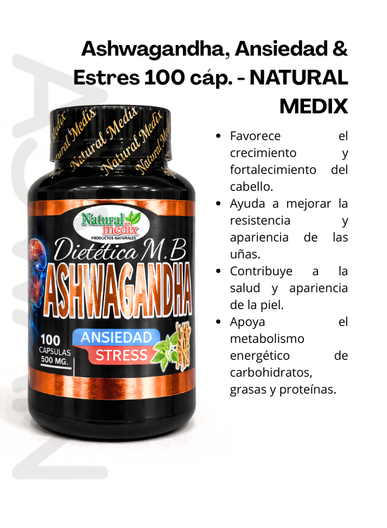 ASHWAGANDHA, ANSIEDAD Y ESTRES 100 CÁP. - NATURAL MEDIX - 2