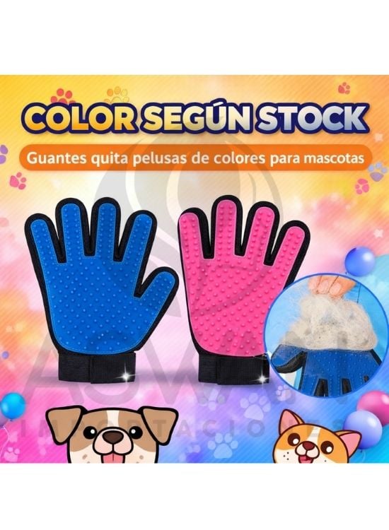 UN GUANTE QUITA PELUSA DE COLORES PARA MASCOTAS - 2